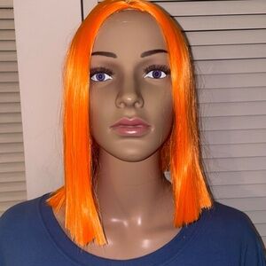 Bob Wig style Synthetic Straight Hair Middle Part Wig Shoulder Length Orange
